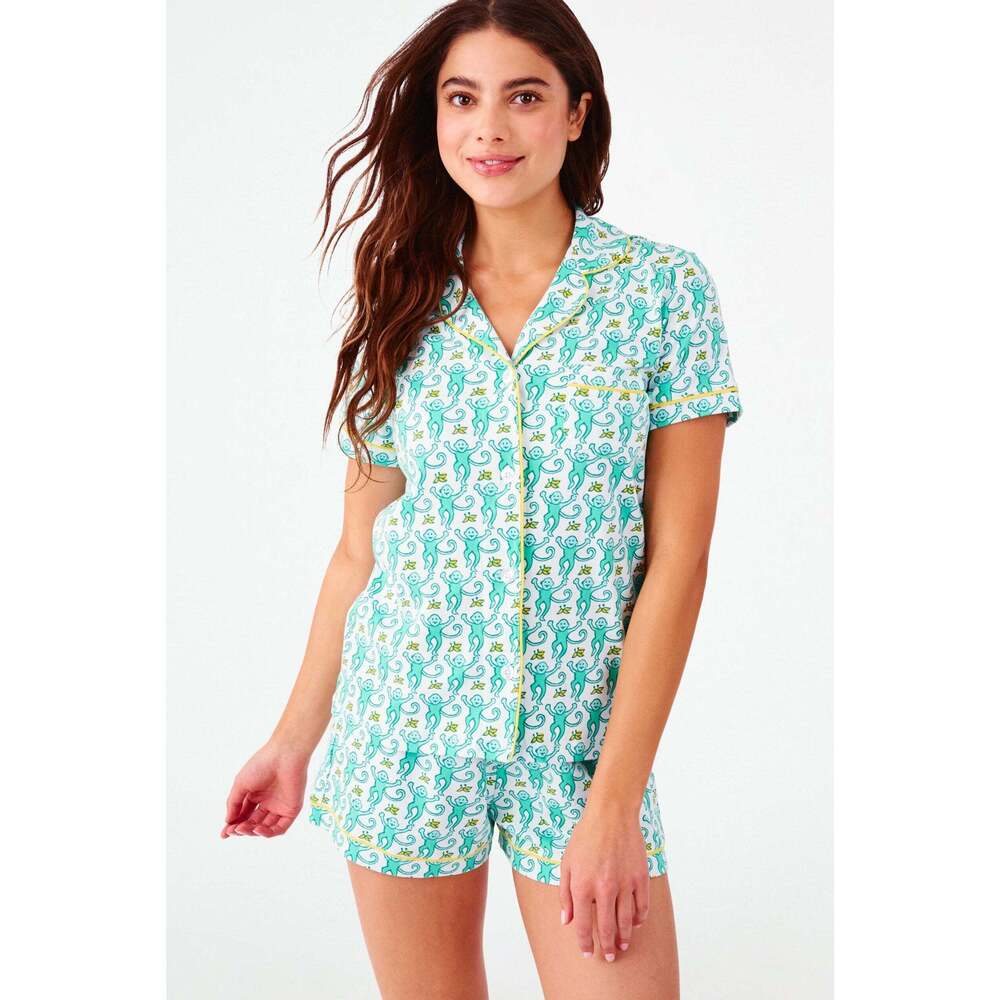 Roller Rabbit Monkey Polo Pajamas Size XSAQUA / XS